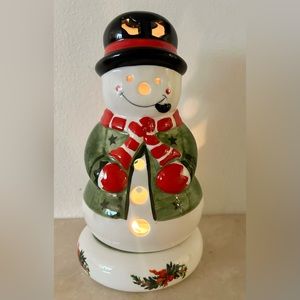 Vintage Pfaltzgraff Snowman Tea Light Candle Christmas Heritage. 8”. In Box